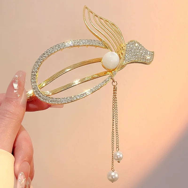 Elegant Pearl Tassel Hair Clip