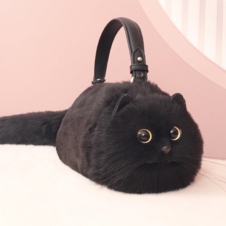 Cute Black Cat Women's Leather Hand bag